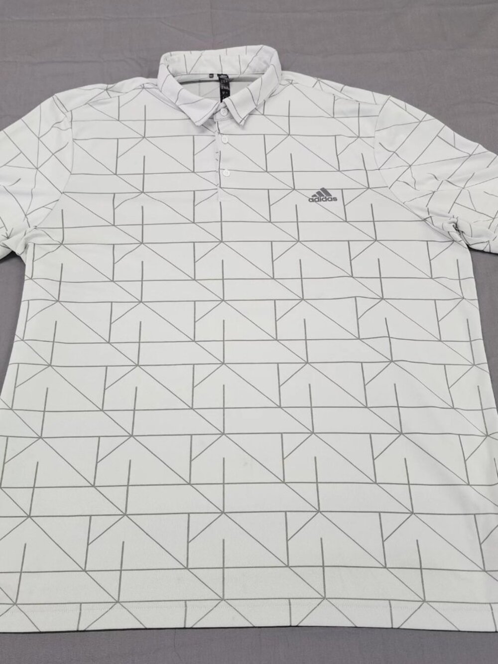 adidas Golf Polo Shirt Men's 2XL White Geometric Print Short Sleeve Stretch